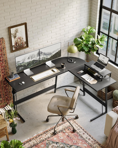 CubiCubi L Shaped Gaming Desk with Carbon Fiber Surface