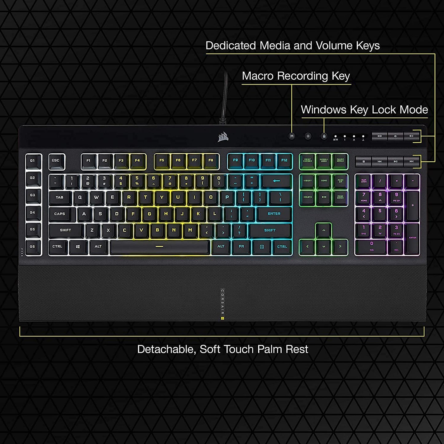 Corsair K55 RGB Pro Gaming Keyboard with Macro Keys