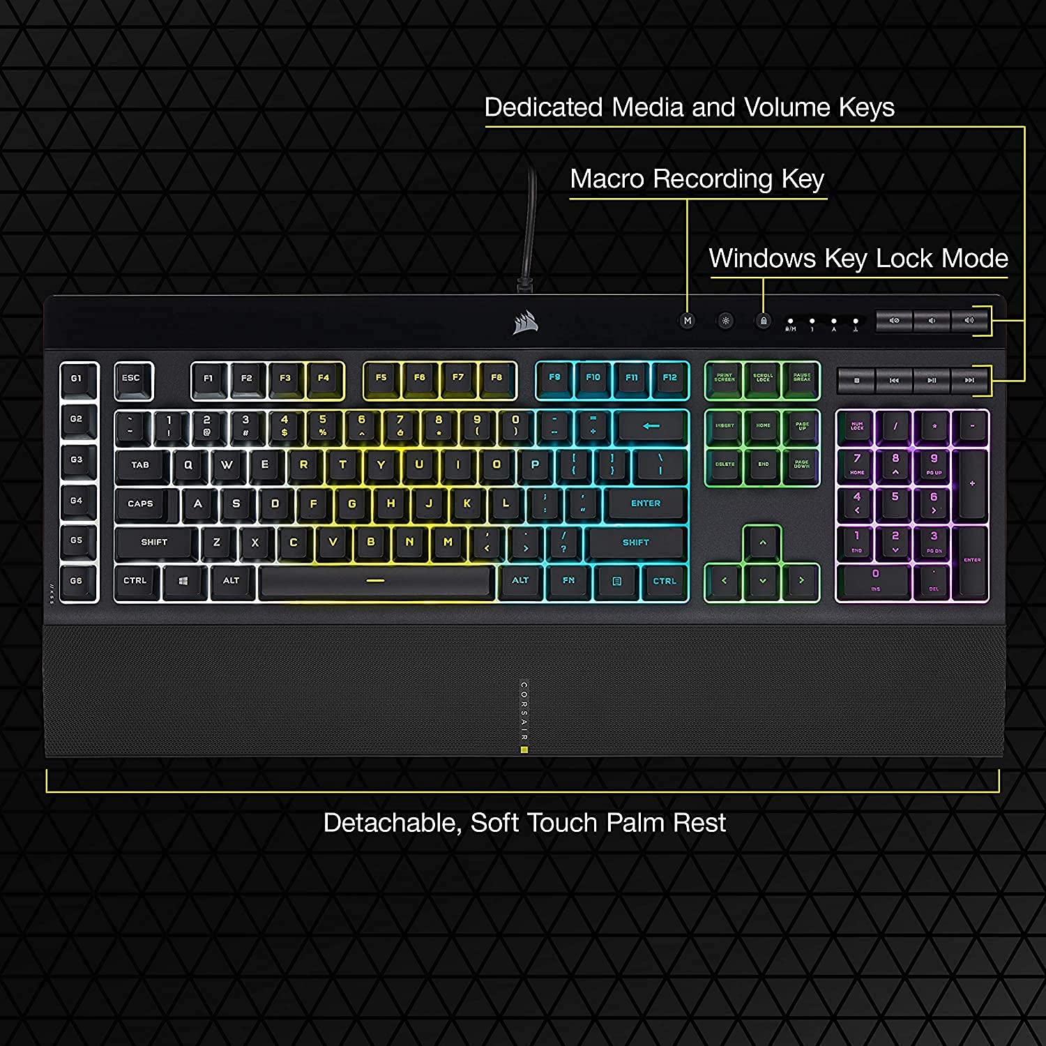 Corsair K55 RGB Pro Gaming Keyboard with Macro Keys
