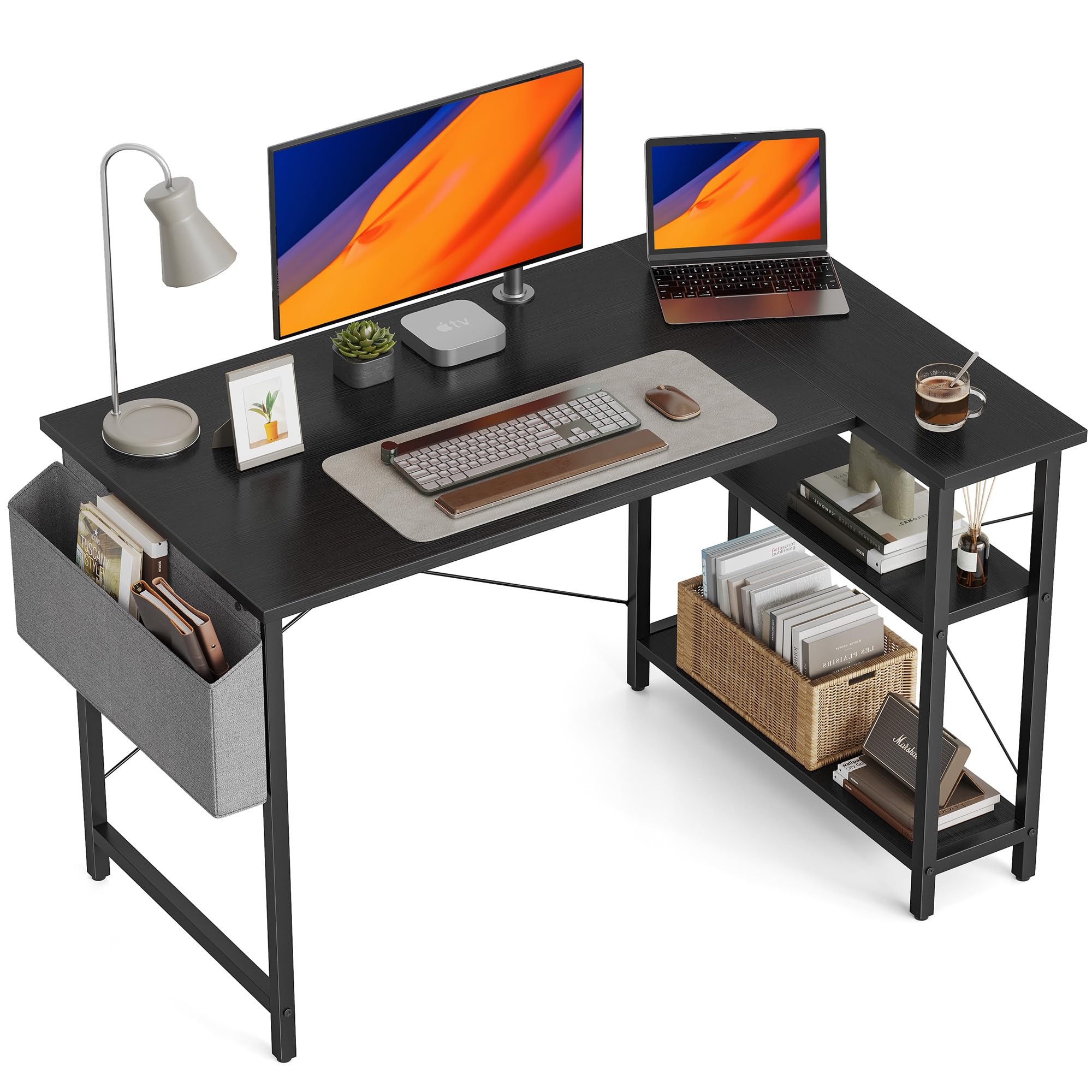 CubiCubi L Shaped Desk with Reversible Storage Options