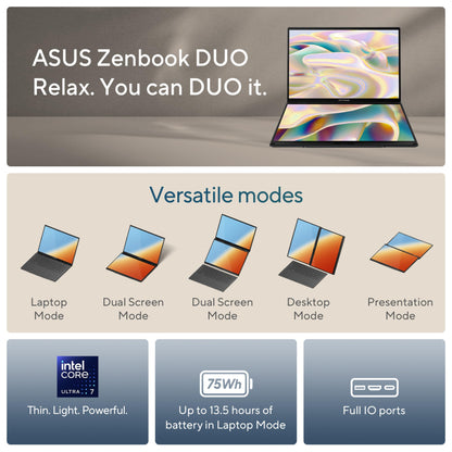 ASUS Zenbook Duo Laptop with Dual 14 Inch OLED Display