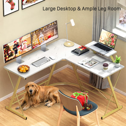 L Shaped Gaming Desk with Large Monitor Stand