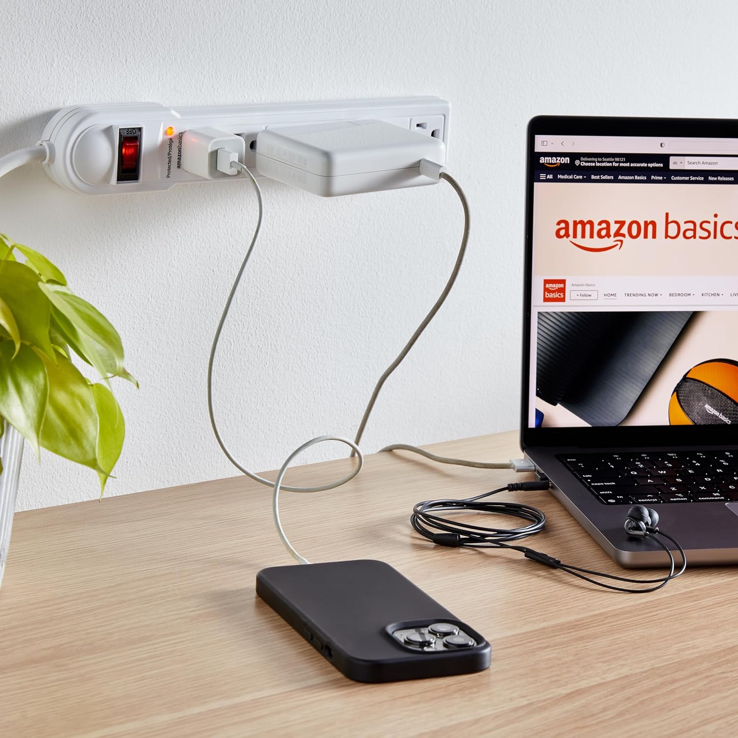 Amazon Basics Surge Protector Power Strip With LED Indicator