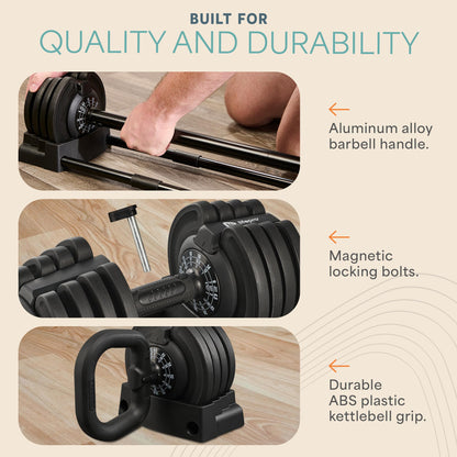 Adjustable Dumbbells Set with Rack for Home Gym