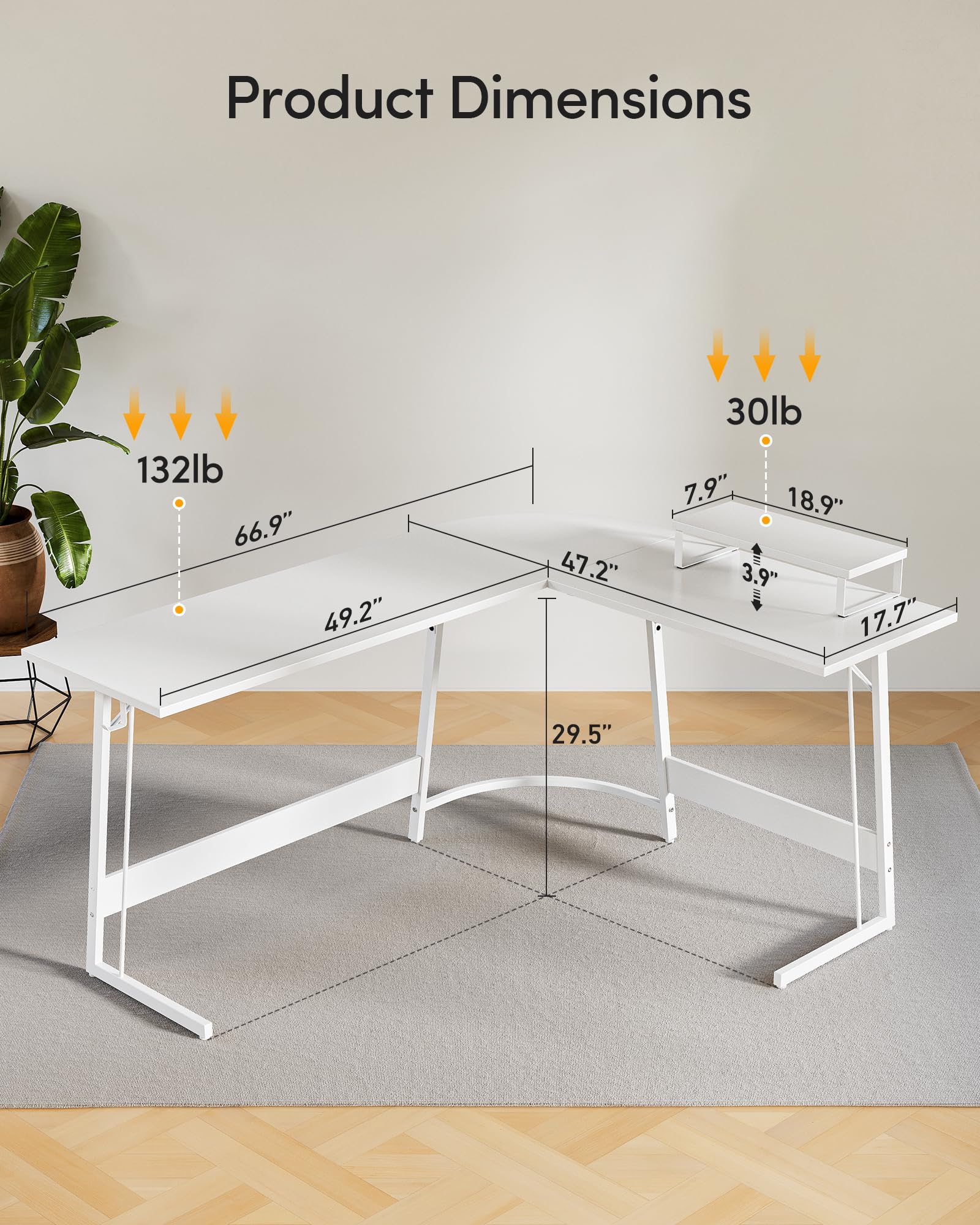 CubiCubi L Shaped Gaming Desk with Carbon Fiber Surface