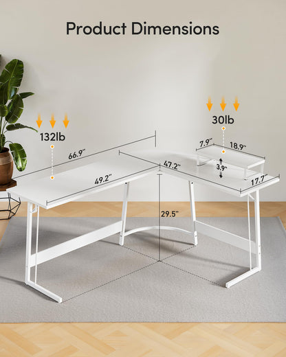 CubiCubi L Shaped Gaming Desk with Carbon Fiber Surface