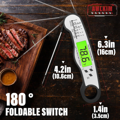 Digital Meat Thermometer Instant Read Waterproof Backlit Red