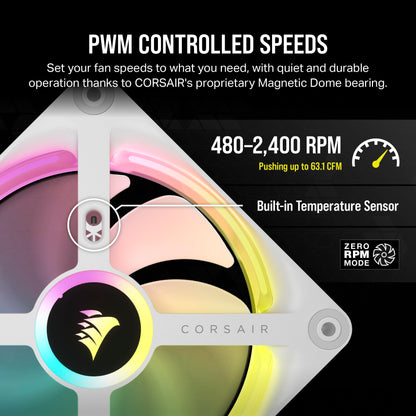 Corsair iCUE LINK QX120 RGB Fan Kit with Magnetic Dome Design