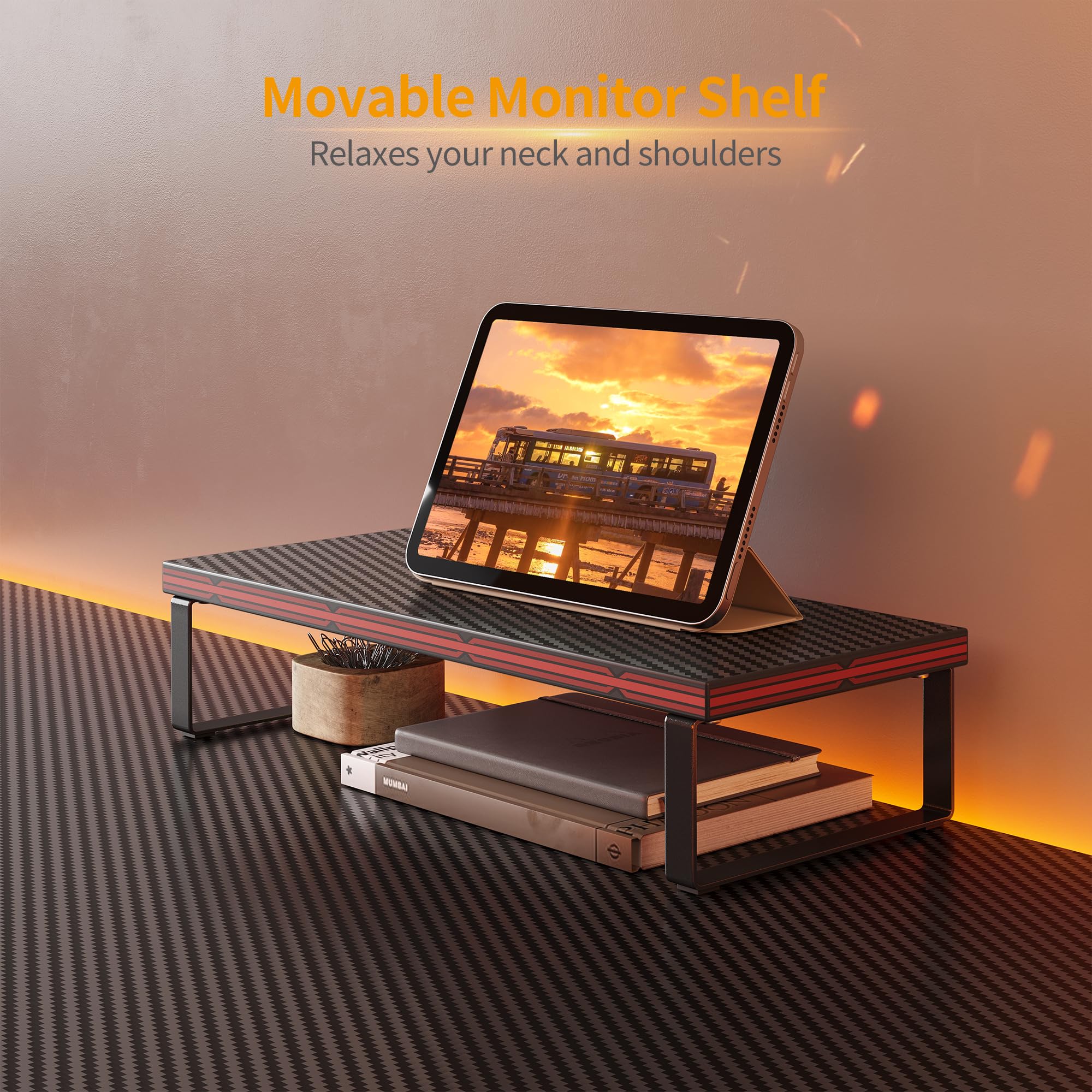 CubiCubi L Shaped Gaming Desk with Carbon Fiber Surface