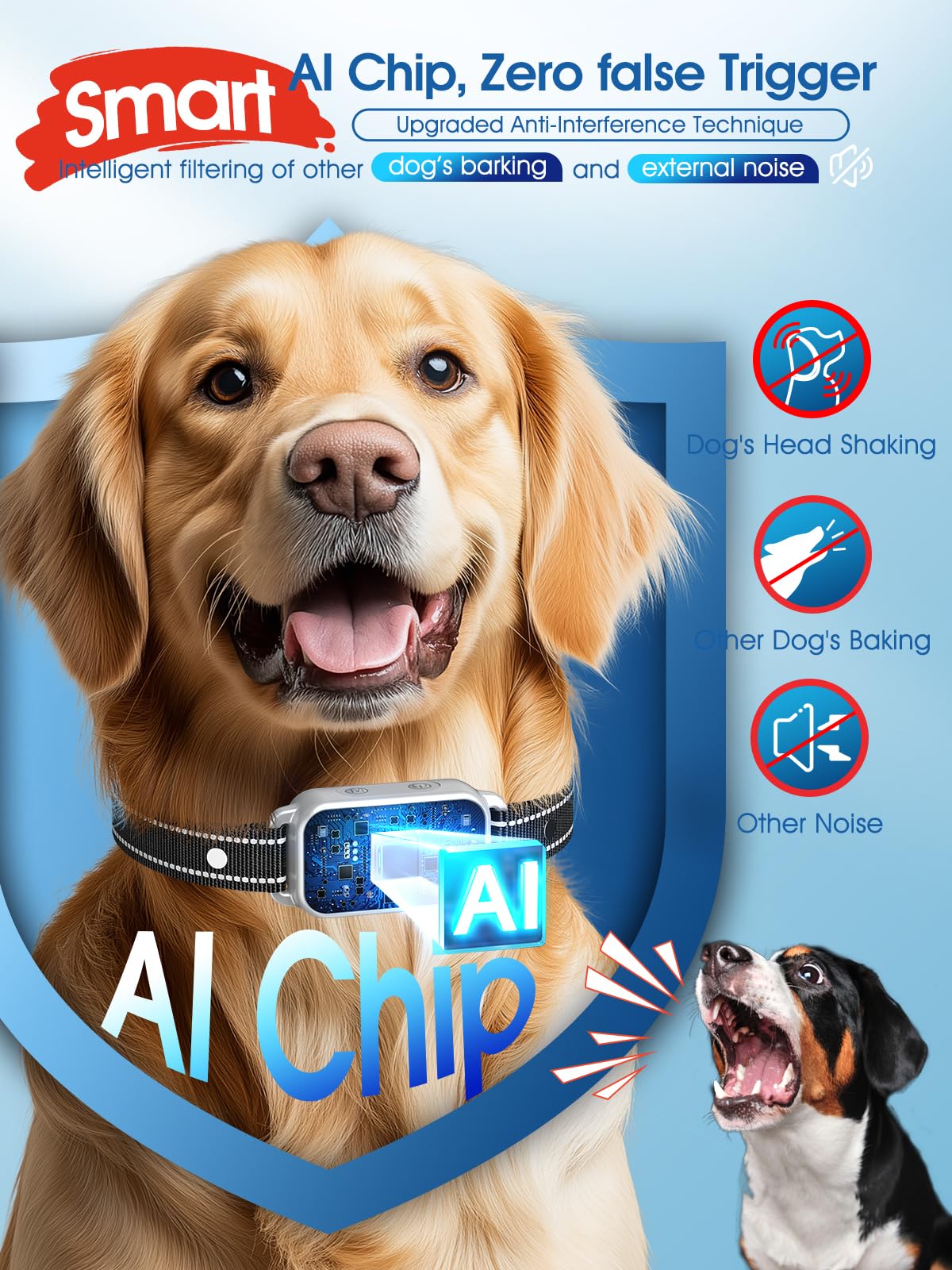 Smart Rechargeable Bark Collar for Dogs with Adjustable Sensitivity