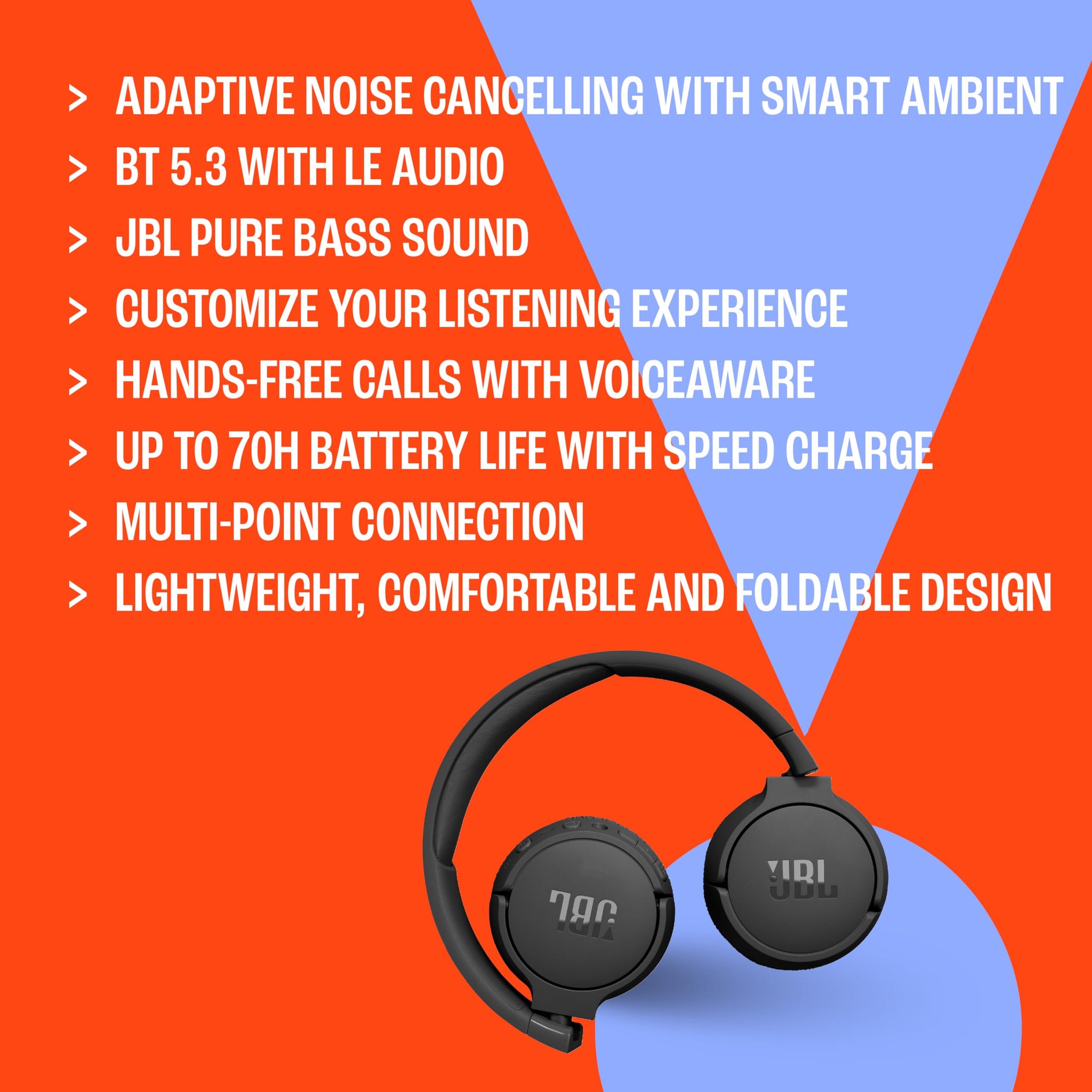 JBL Tune 670NC Wireless Headphones With Noise Cancelling