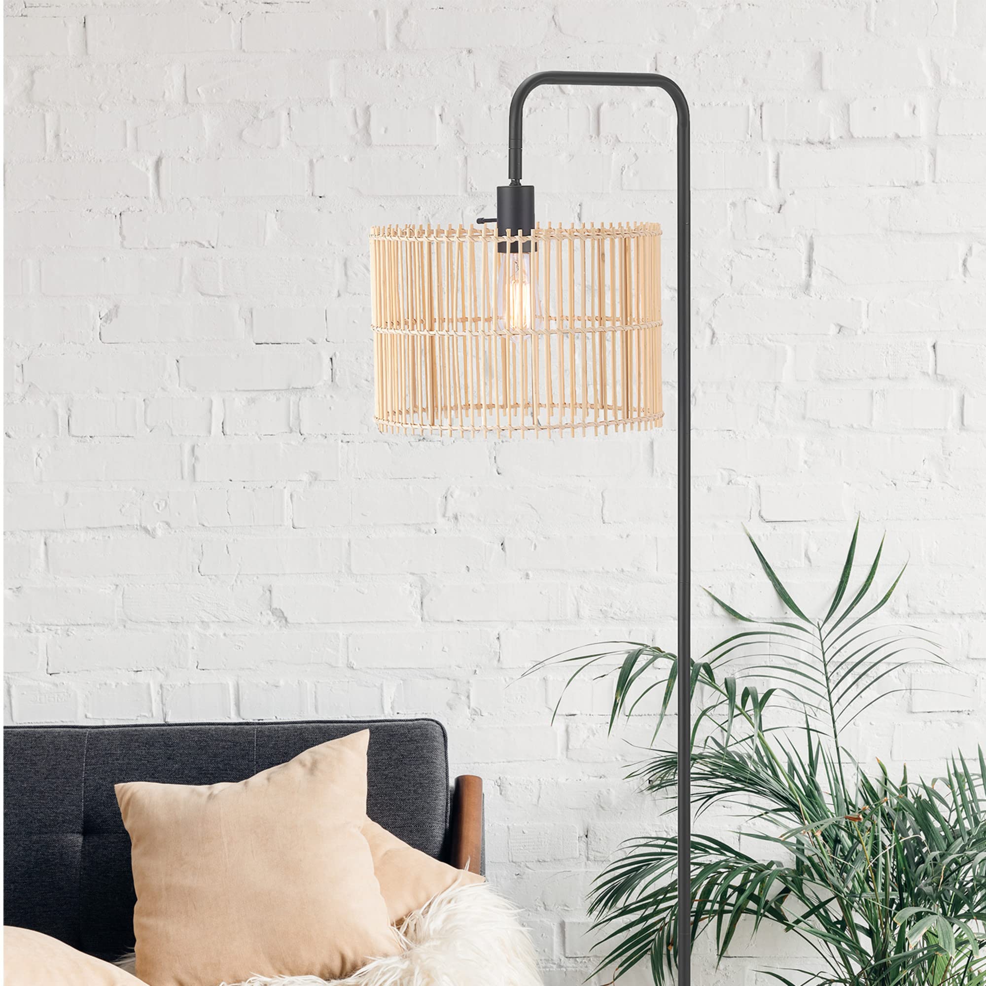 Brass Floor Lamp with White Shade for Modern Decor