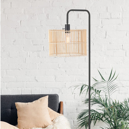 Brass Floor Lamp with White Shade for Modern Decor