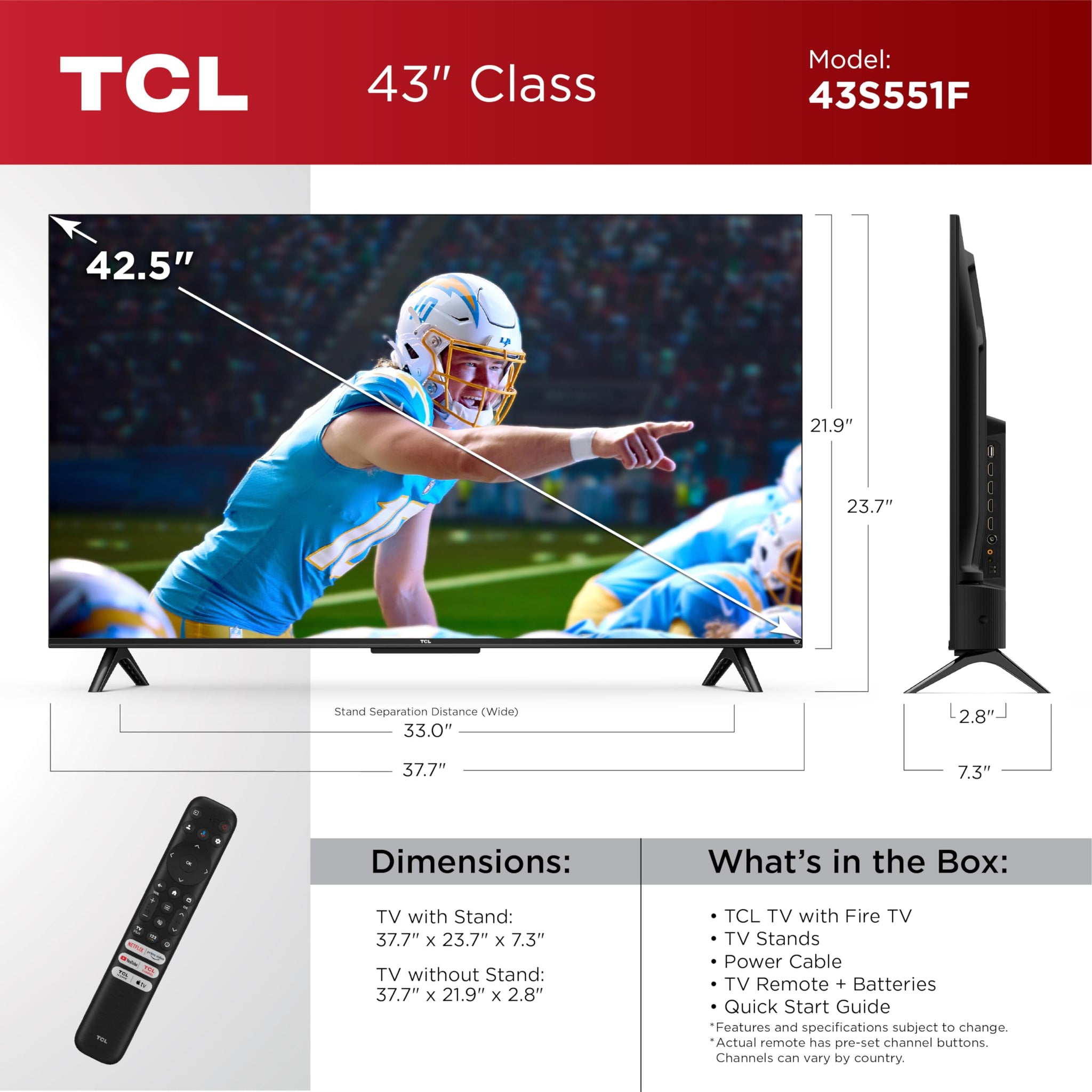 TCL 75 Inch 4K Smart TV with Dolby Vision and Alexa