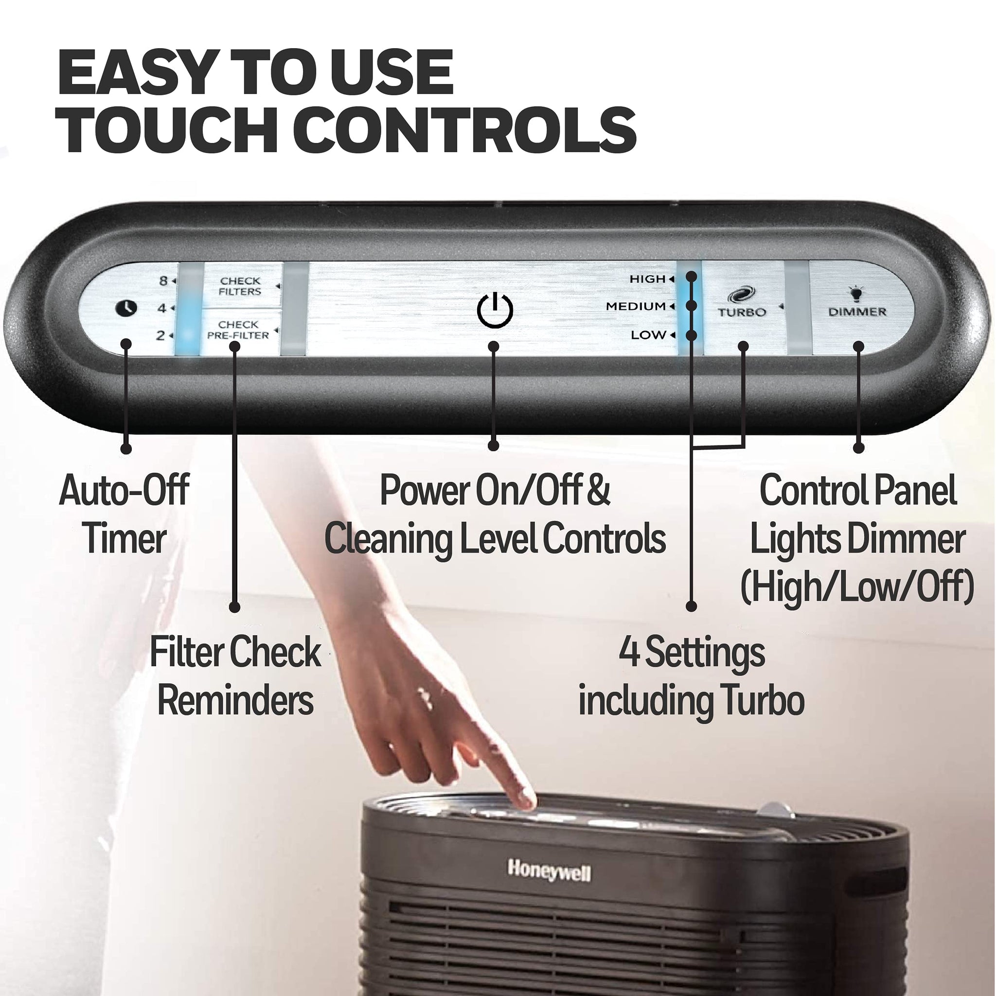 Honeywell HEPA Air Purifier for Large Rooms Reduces Allergens