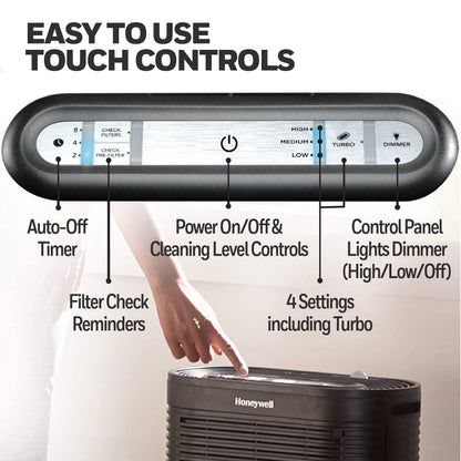 Honeywell HEPA Air Purifier for Large Rooms Reduces Allergens