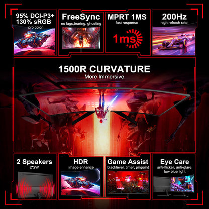 Sansui 27 Inch WQHD Gaming Monitor 180Hz 1ms DP HDMI HDR