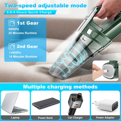 Handheld Cordless Vacuum 11000Pa Rechargeable for Car