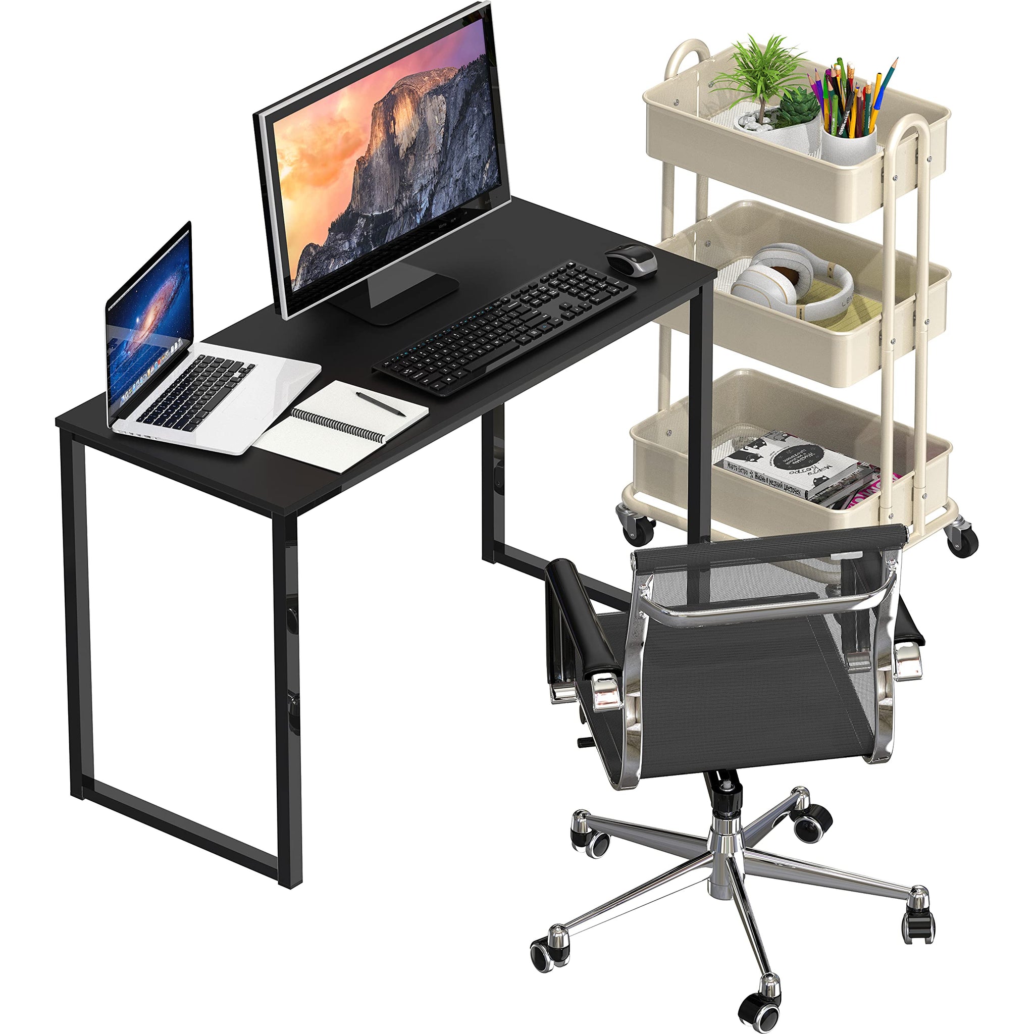 SHW 48 Inch Black Home Office Computer Desk