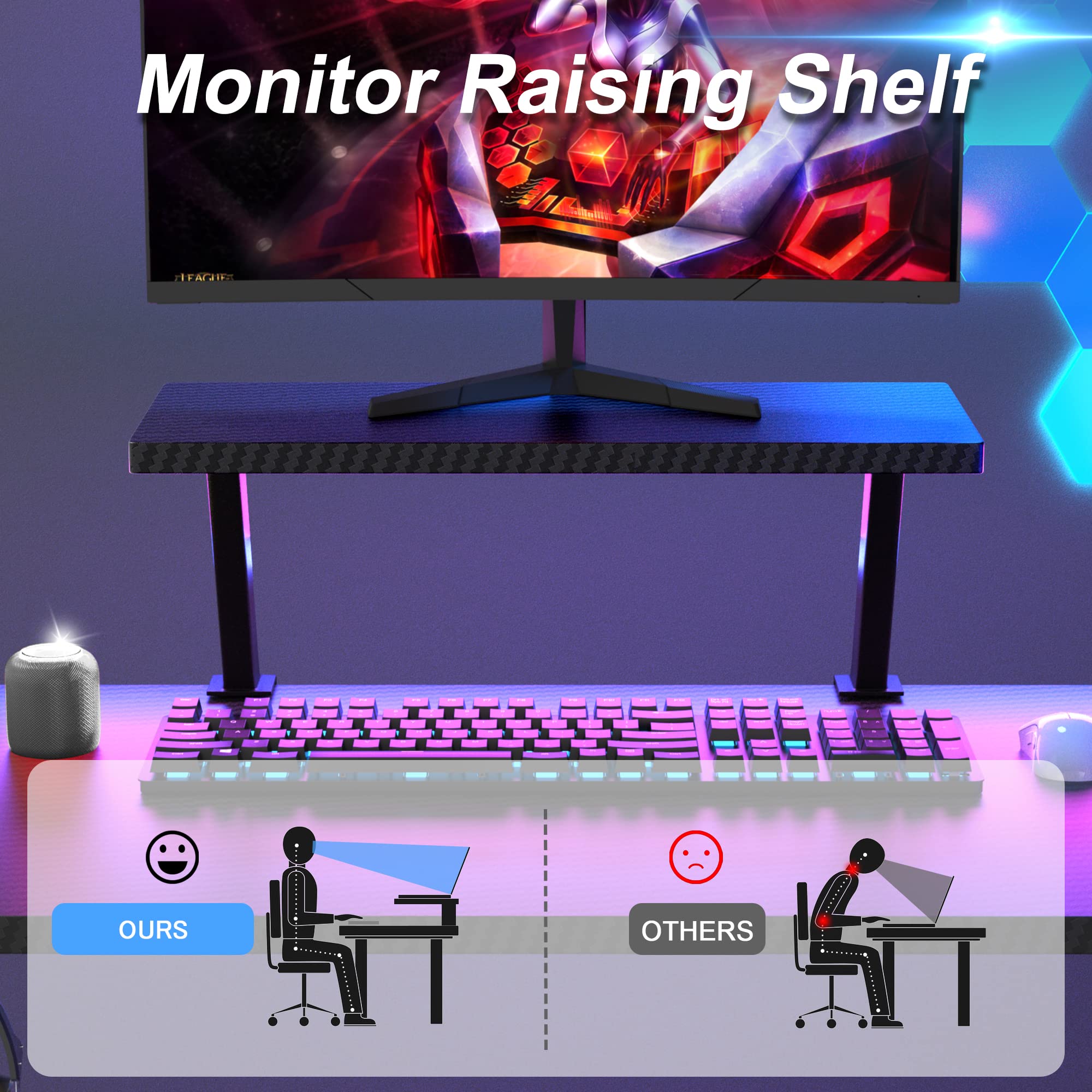 L Shaped Gaming Desk with Large Monitor Stand