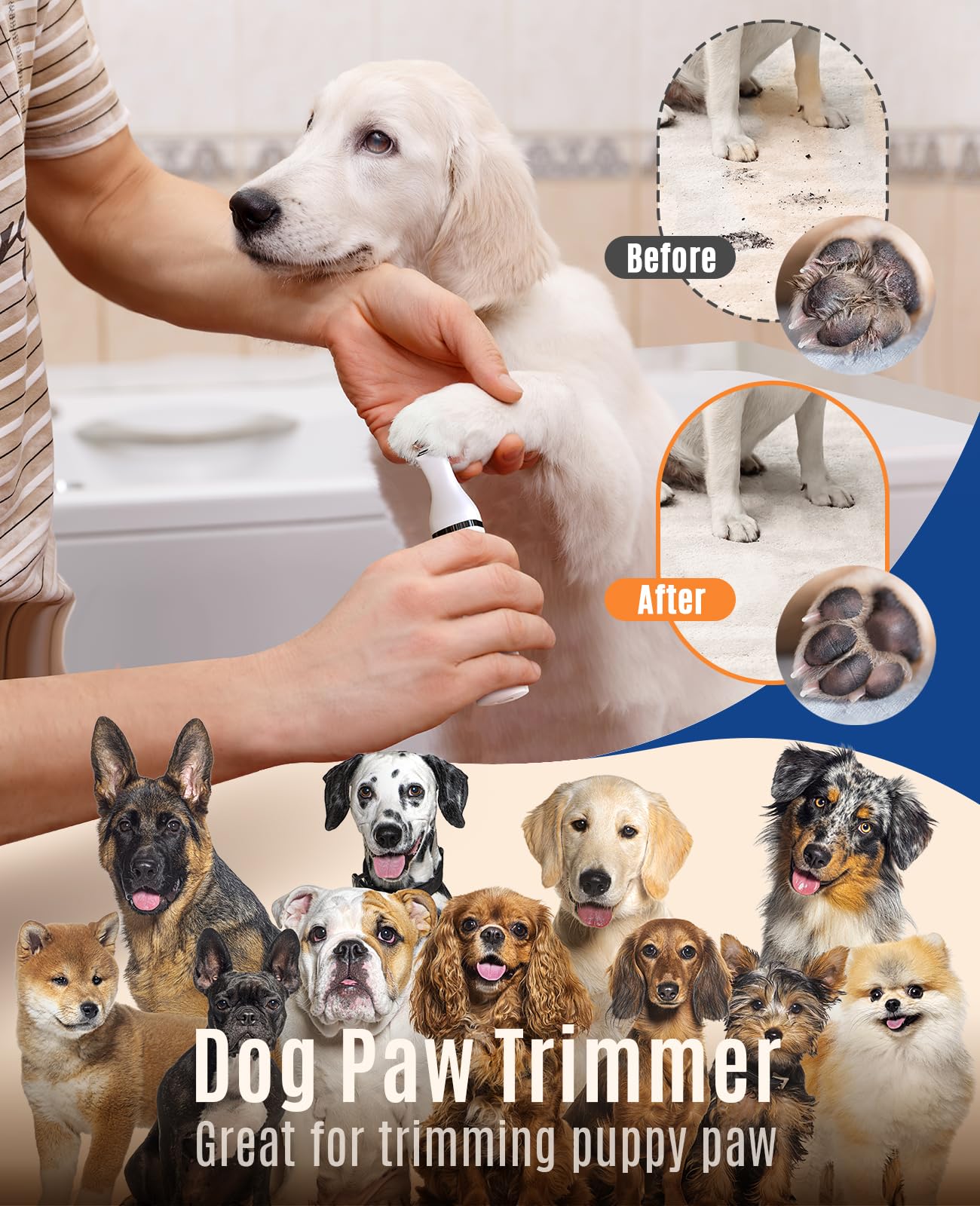 Oneisall Dog Clippers Cordless Low Noise Grooming Trimmer