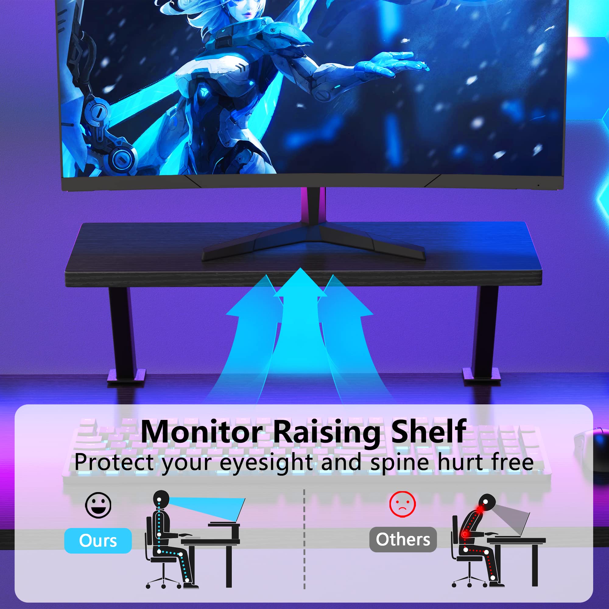 L Shaped Gaming Desk with Large Monitor Stand