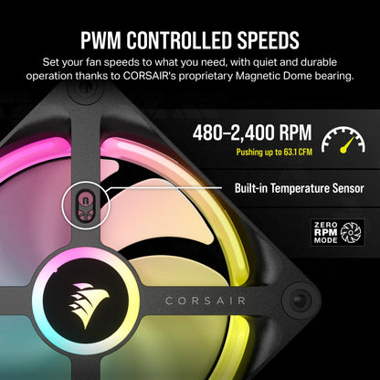 Corsair iCUE LINK QX120 RGB Fan Kit with Magnetic Dome Design