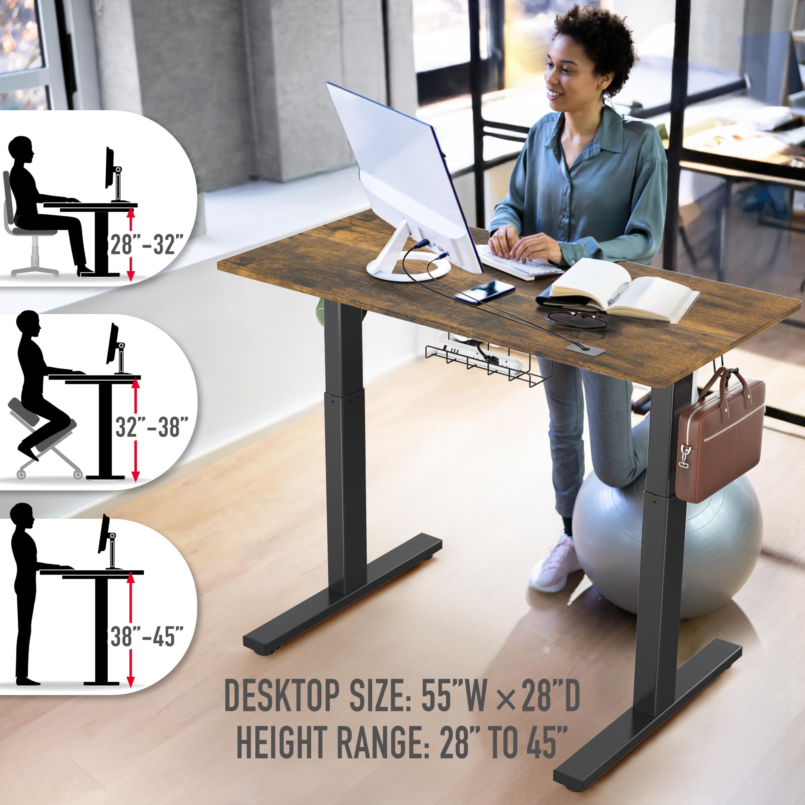 Height Adjustable Standing Desk with Memory Preset Feature