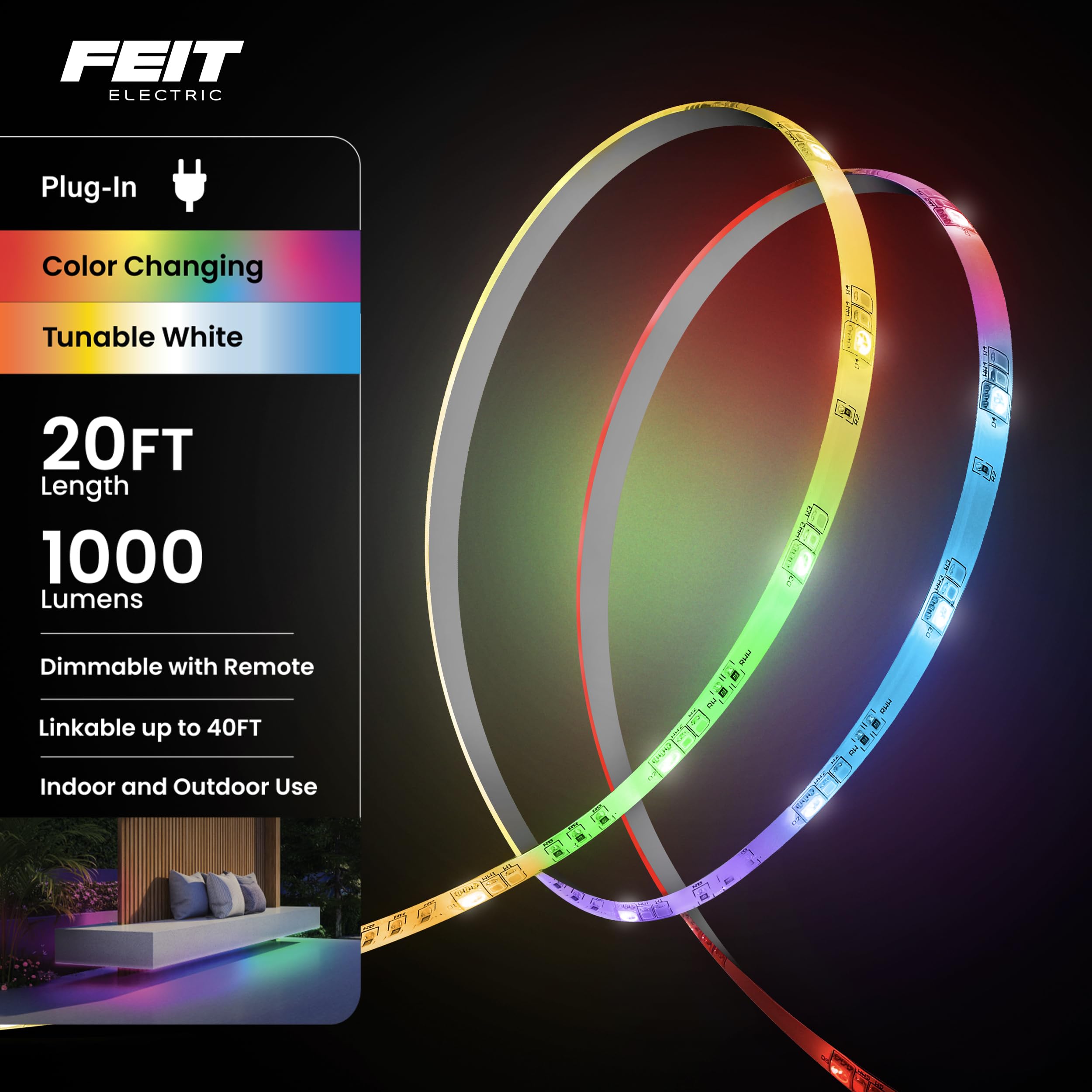 Dimmable RGB Color LED Tape Light For Indoor Ambiance