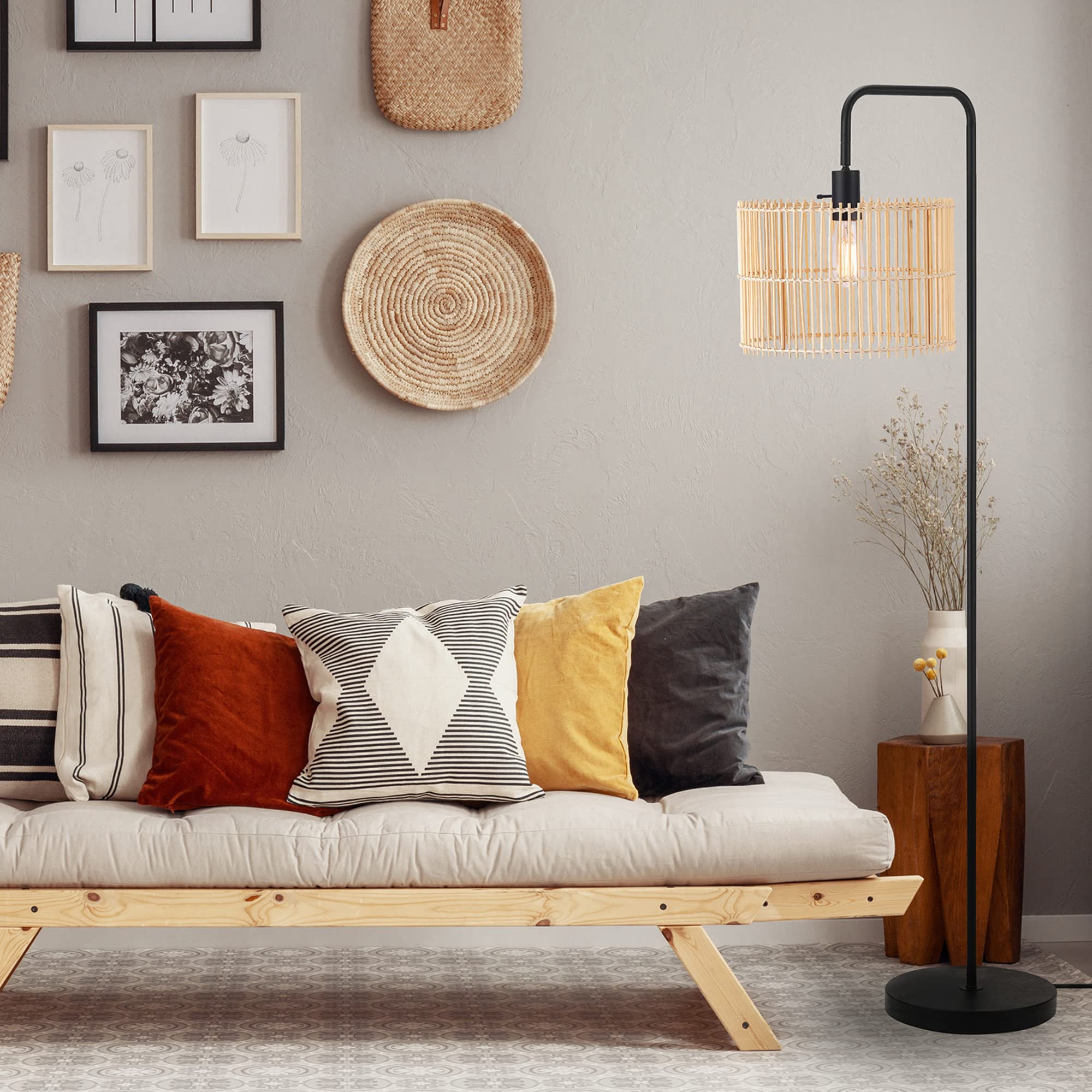 Brass Floor Lamp with White Shade for Modern Decor