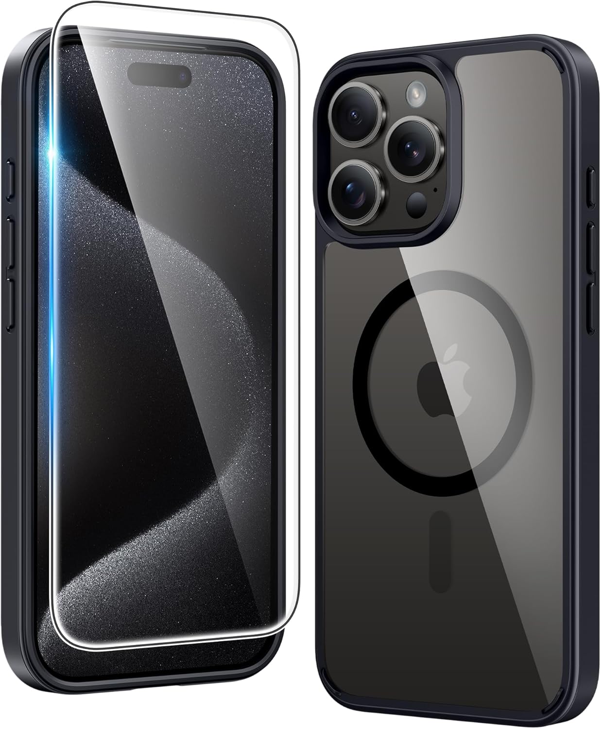 FNTCASE IPhone 16 Case Clear Magnetic MagSafe Screen Protector Drop Proof Rugged