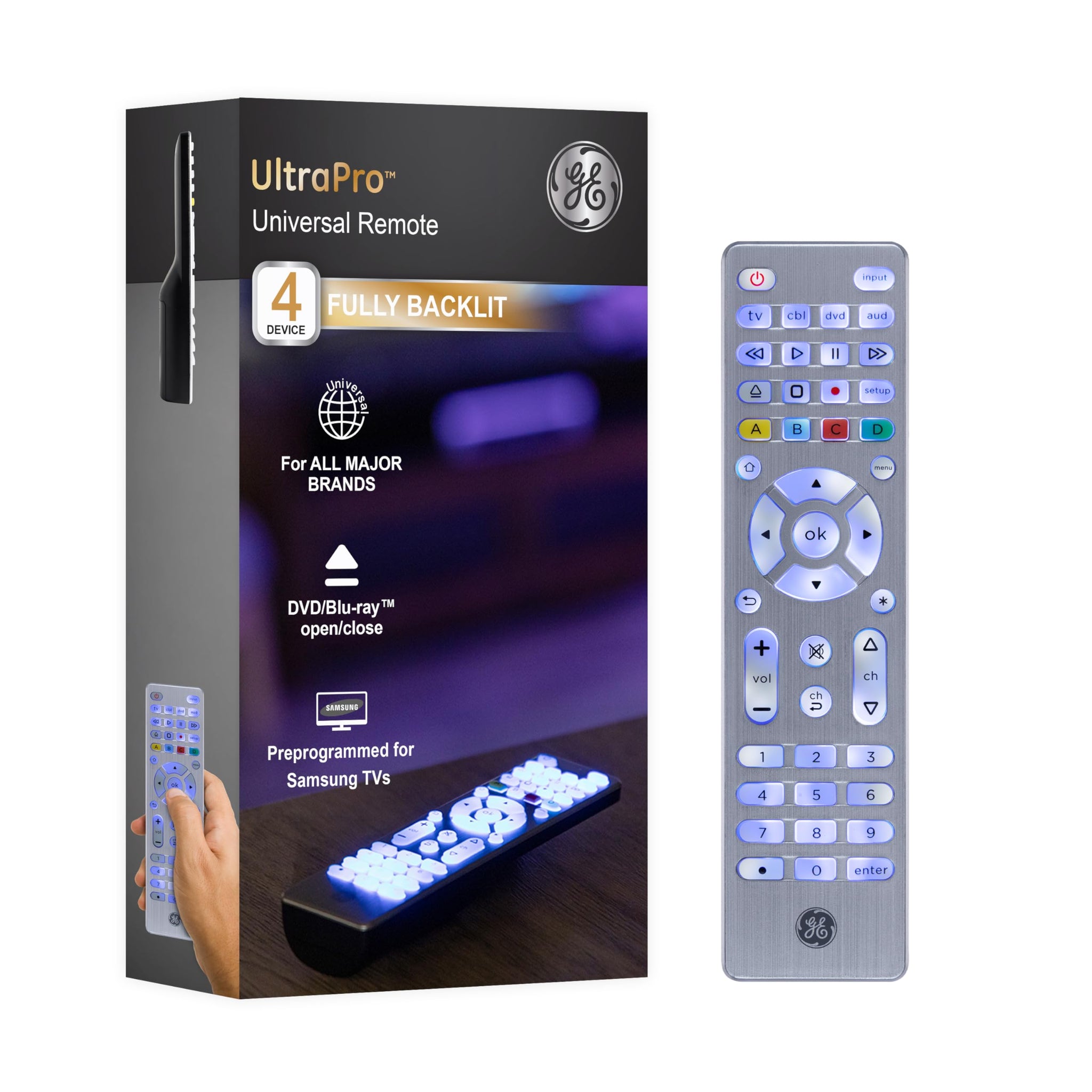 GE 4 Device Universal Remote with Backlit Buttons
