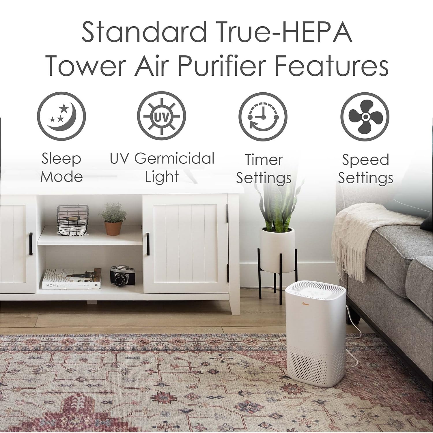 Crane HEPA Air Purifier with UV Lamp for Clean Air