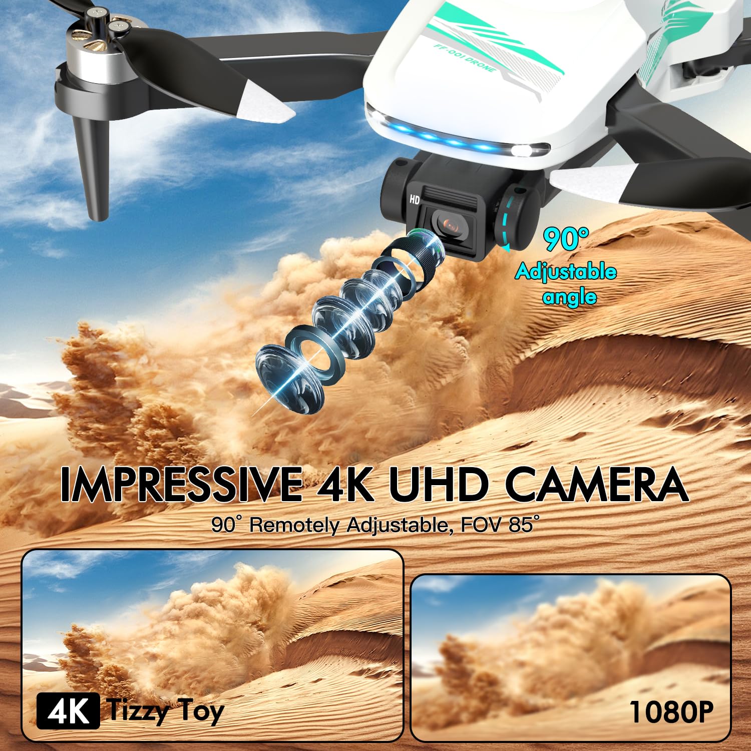 4K Foldable Drone with Camera and 40 Minutes Flight Time