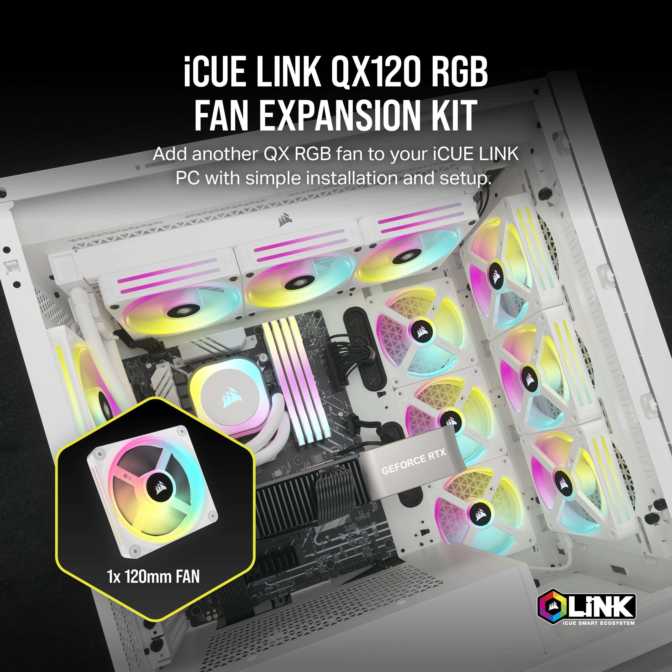 Corsair iCUE LINK QX120 RGB Fan Kit with Magnetic Dome Design