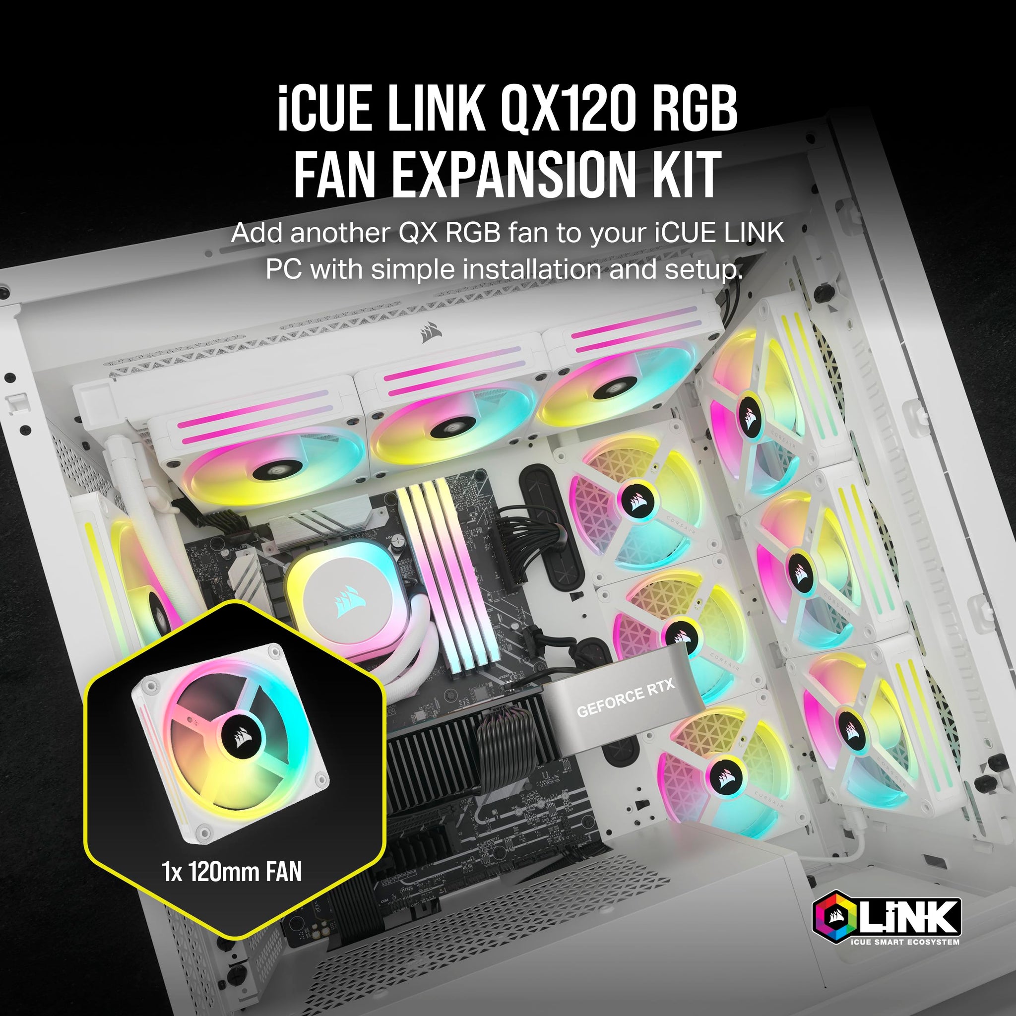Corsair iCUE LINK QX120 RGB Fan Kit with Magnetic Dome Design