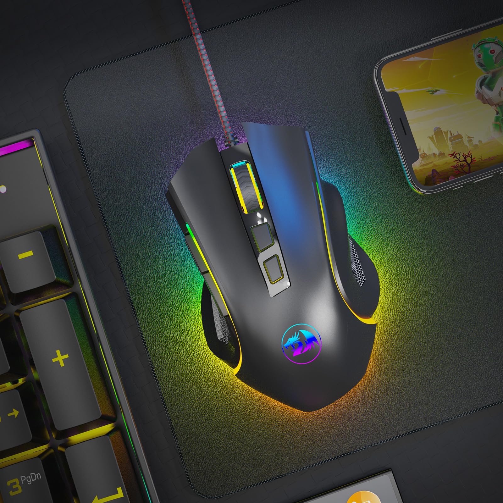 Redragon M602 Ergonomic RGB Gaming Mouse with Adjustable DPI