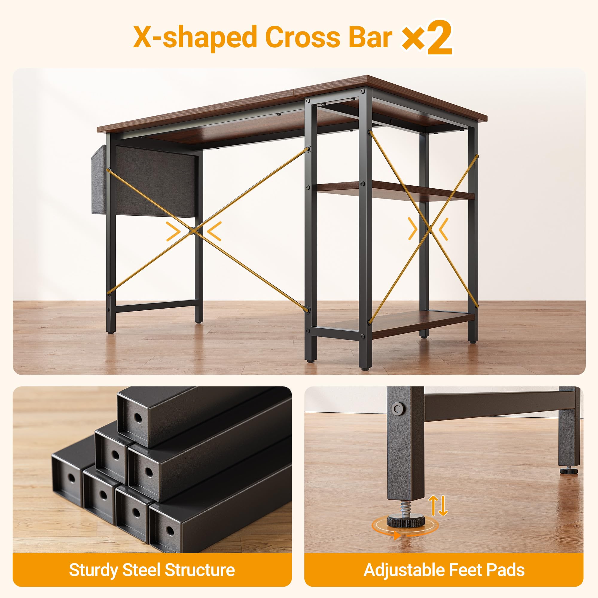 CubiCubi L Shaped Desk with Reversible Storage Options