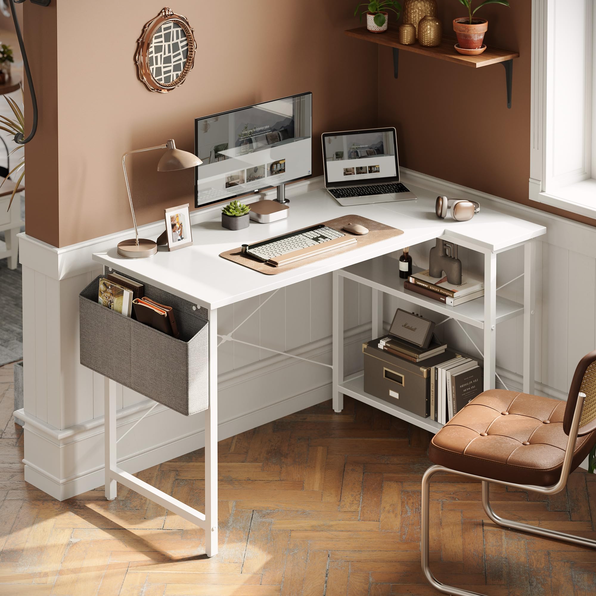 CubiCubi L Shaped Desk with Reversible Storage Options
