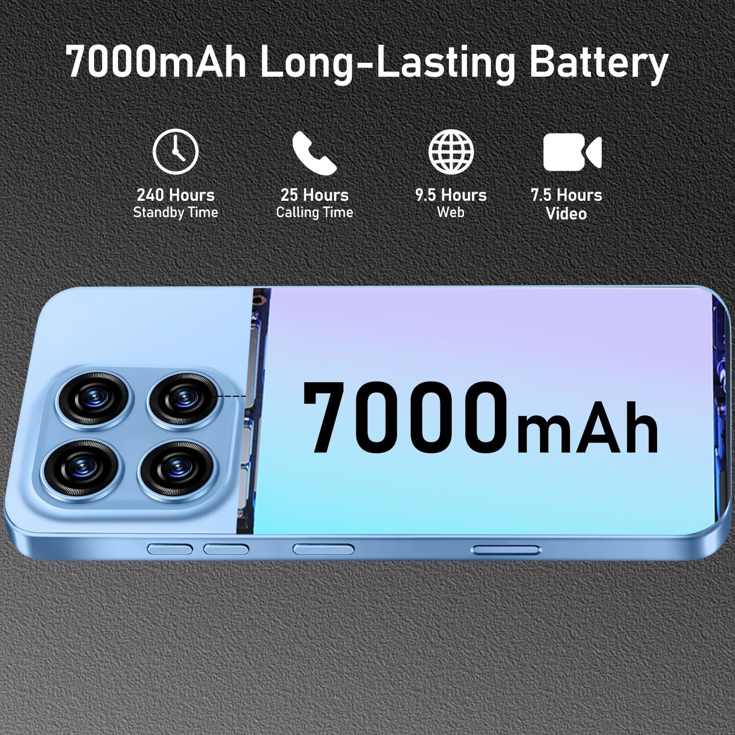 MMY 16PROMA X Unlocked Phone 6.99in HD Android 14 7000mAh 5G 16GB 512GB Deep Blue