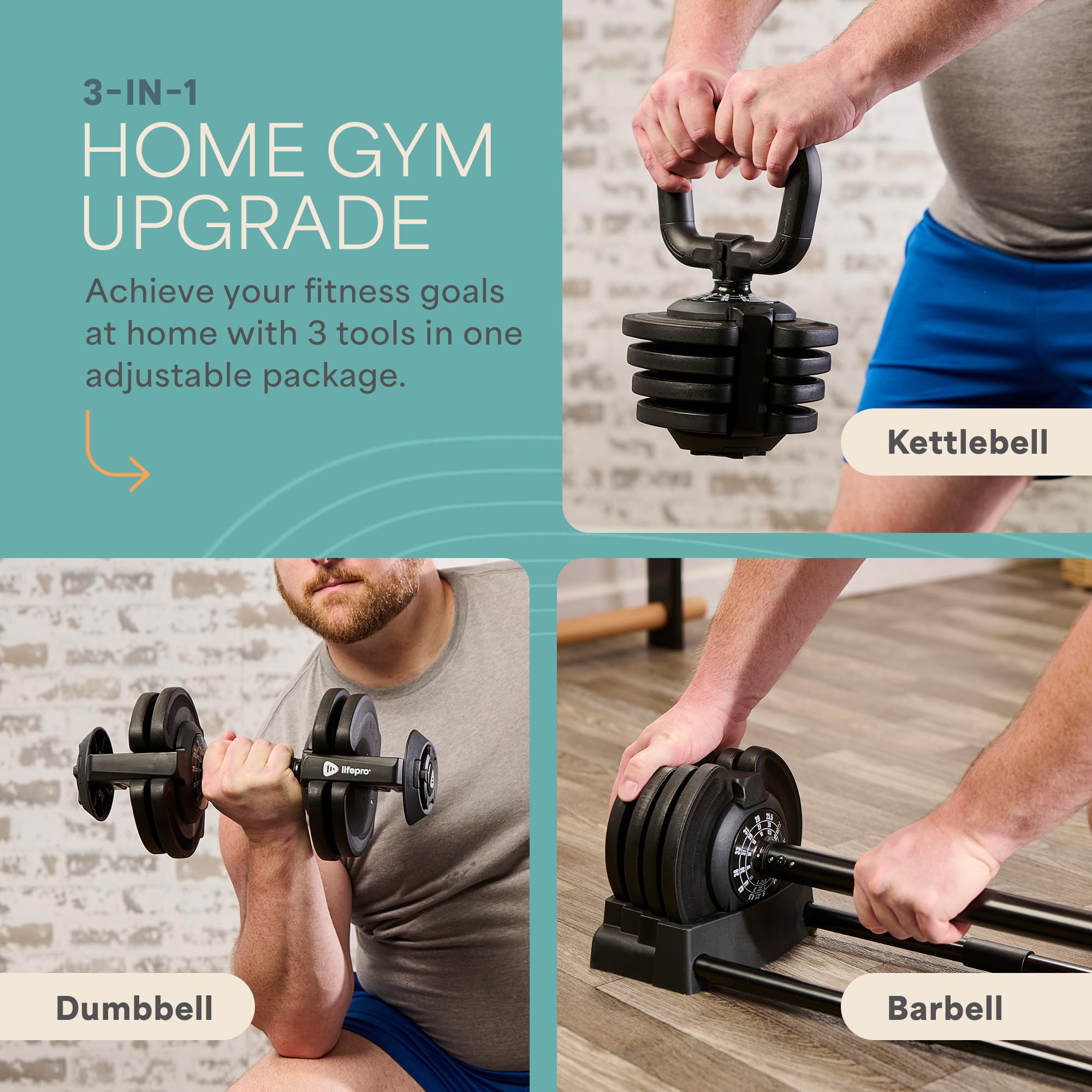 Adjustable Dumbbells Set with Rack for Home Gym