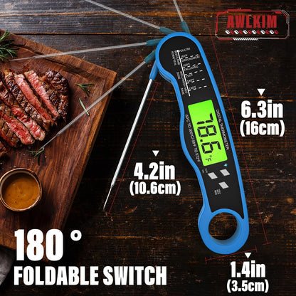 Digital Meat Thermometer Instant Read Waterproof Backlit Red