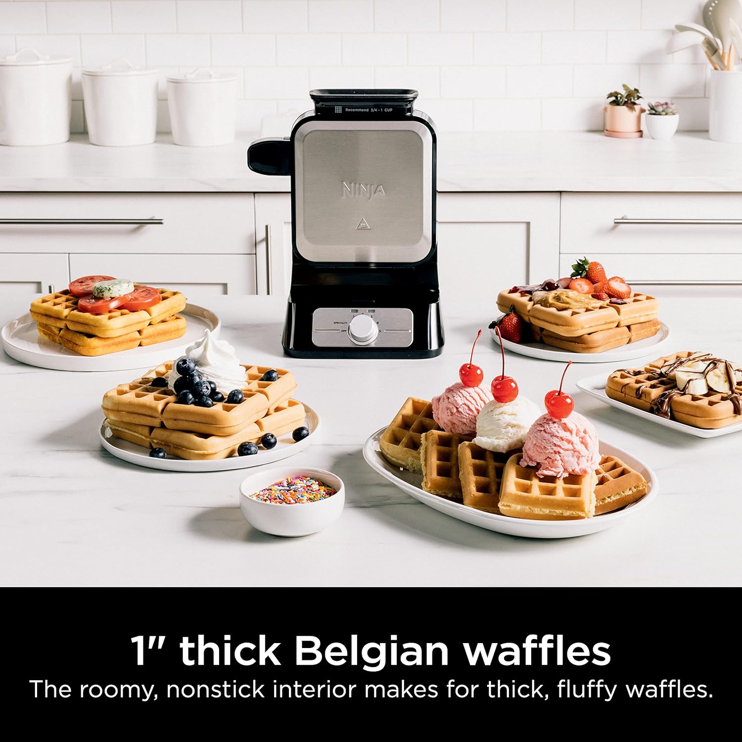 Ninja NeverStick Belgian Waffle Maker with Vertical Design