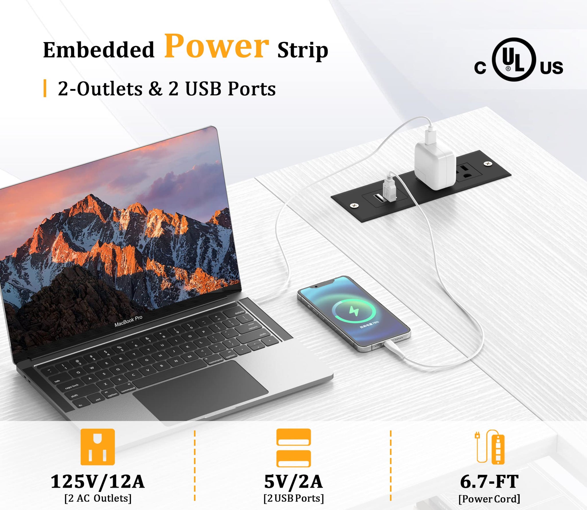 L Shaped Office Desk with USB Ports for Small Spaces