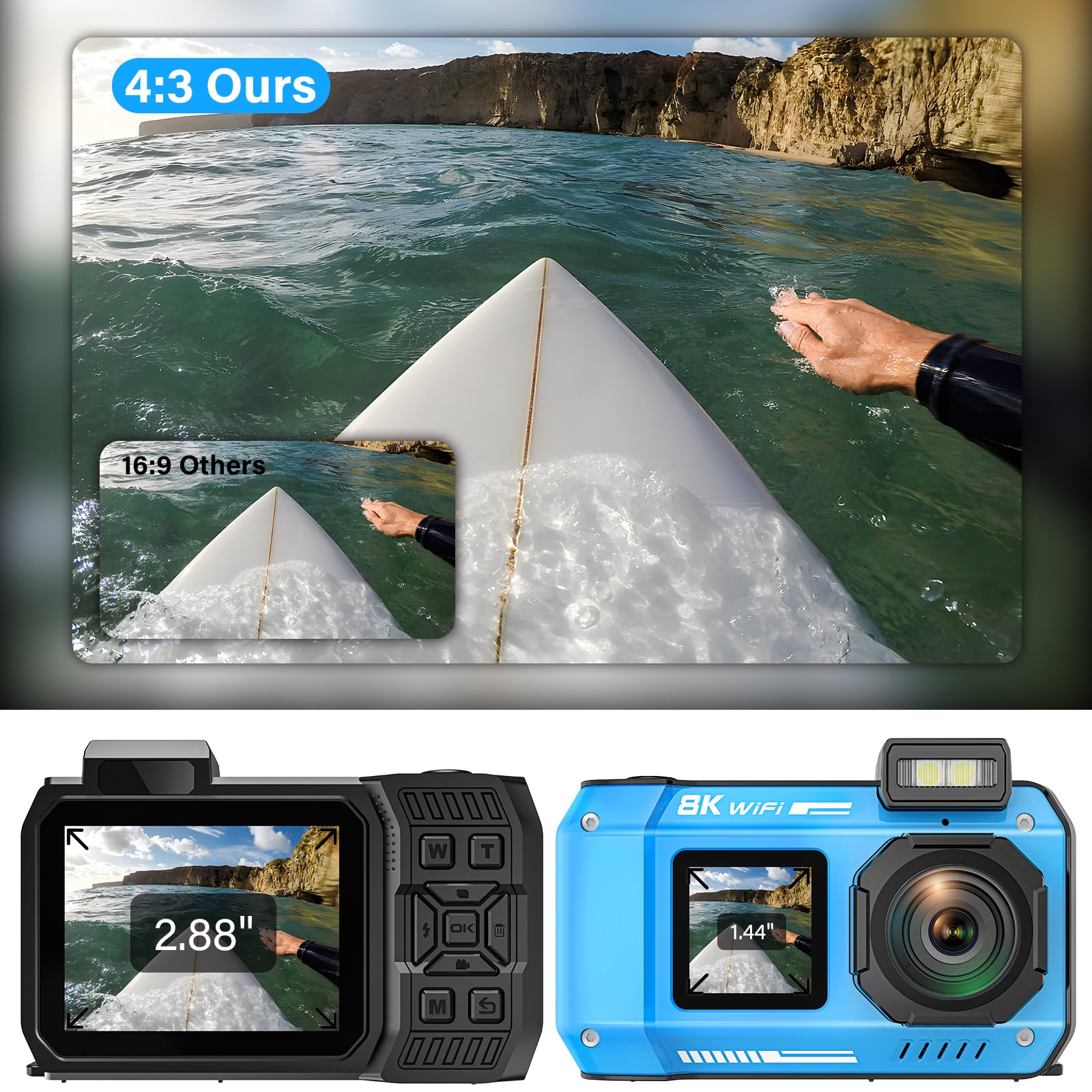 Rugged Waterproof 8K UHD Digital Camera for Snorkeling
