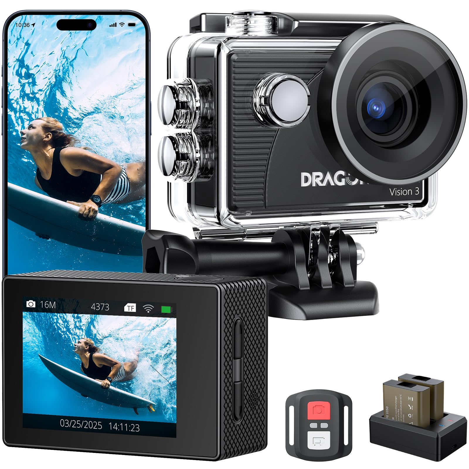 4K Waterproof Action Camera with WiFi and Remote