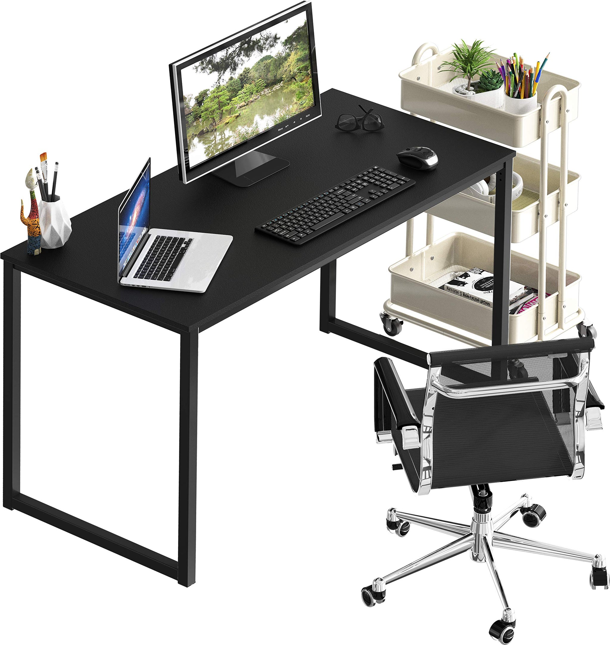 SHW 48 Inch Black Home Office Computer Desk