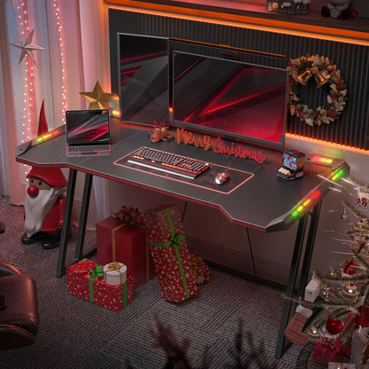 CubiCubi Gaming Desk with LED Lights and Ergonomic Design