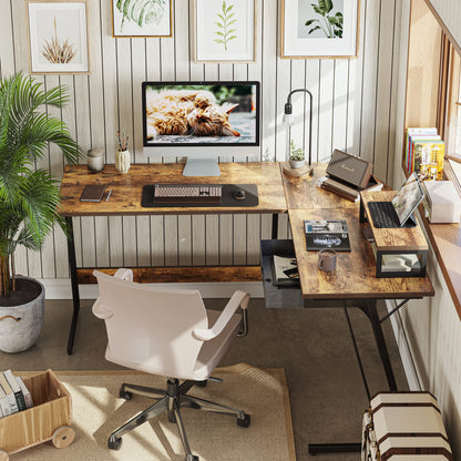 CubiCubi L Shaped Gaming Desk with Carbon Fiber Surface