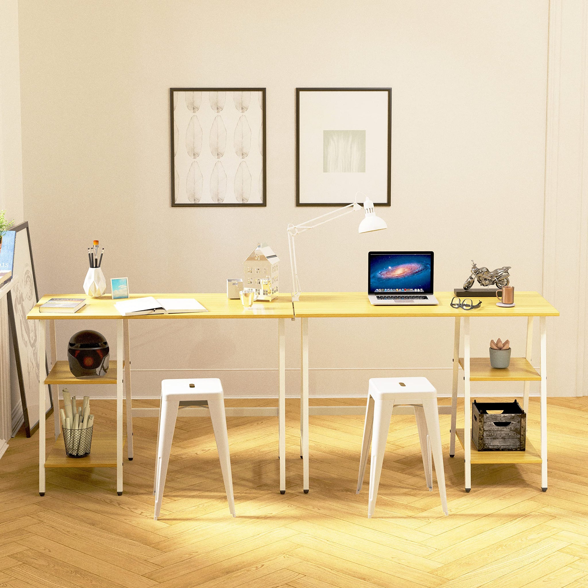 SHW 43 Inch Home Office Desk with Open Storage